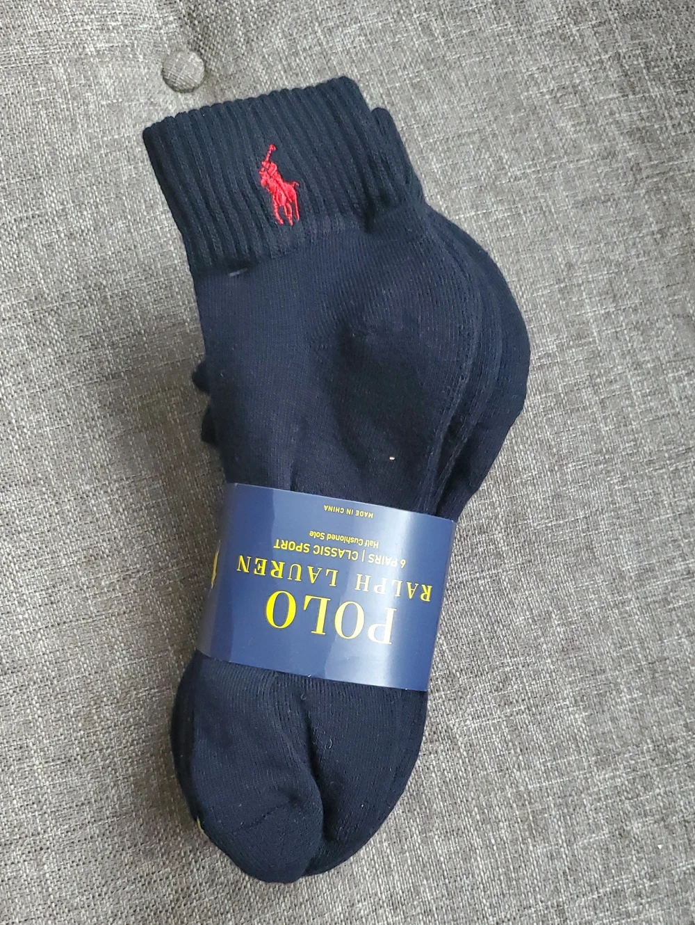 Polo by Ralph Lauren Navy Crew Socks with Red Pony
